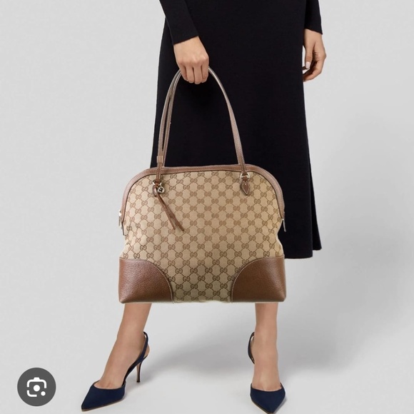 Authentic Gucci Beige/Grey GG Canvas Bree Original Shoulder Bag - Picture 3 of 16